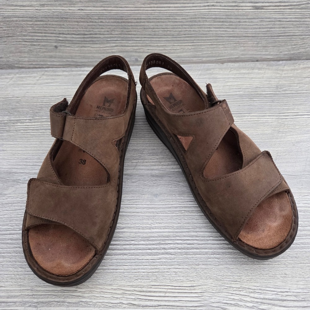 Mephisto Mobils Sandals Brown Leather Comfort Slingback Womens 38 7-7.5